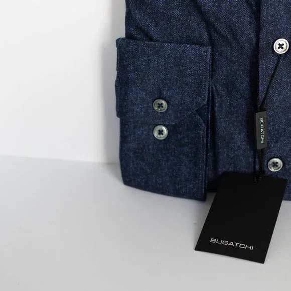 Bugatchi Classic Long Sleeve Navy Blue Shirt, Size 2X - Picture 3 of 6